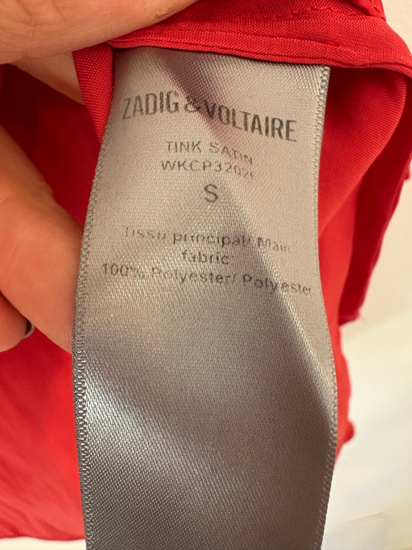 ZADIG & VOLTAIRE. Blusa roja satén fluida. T S