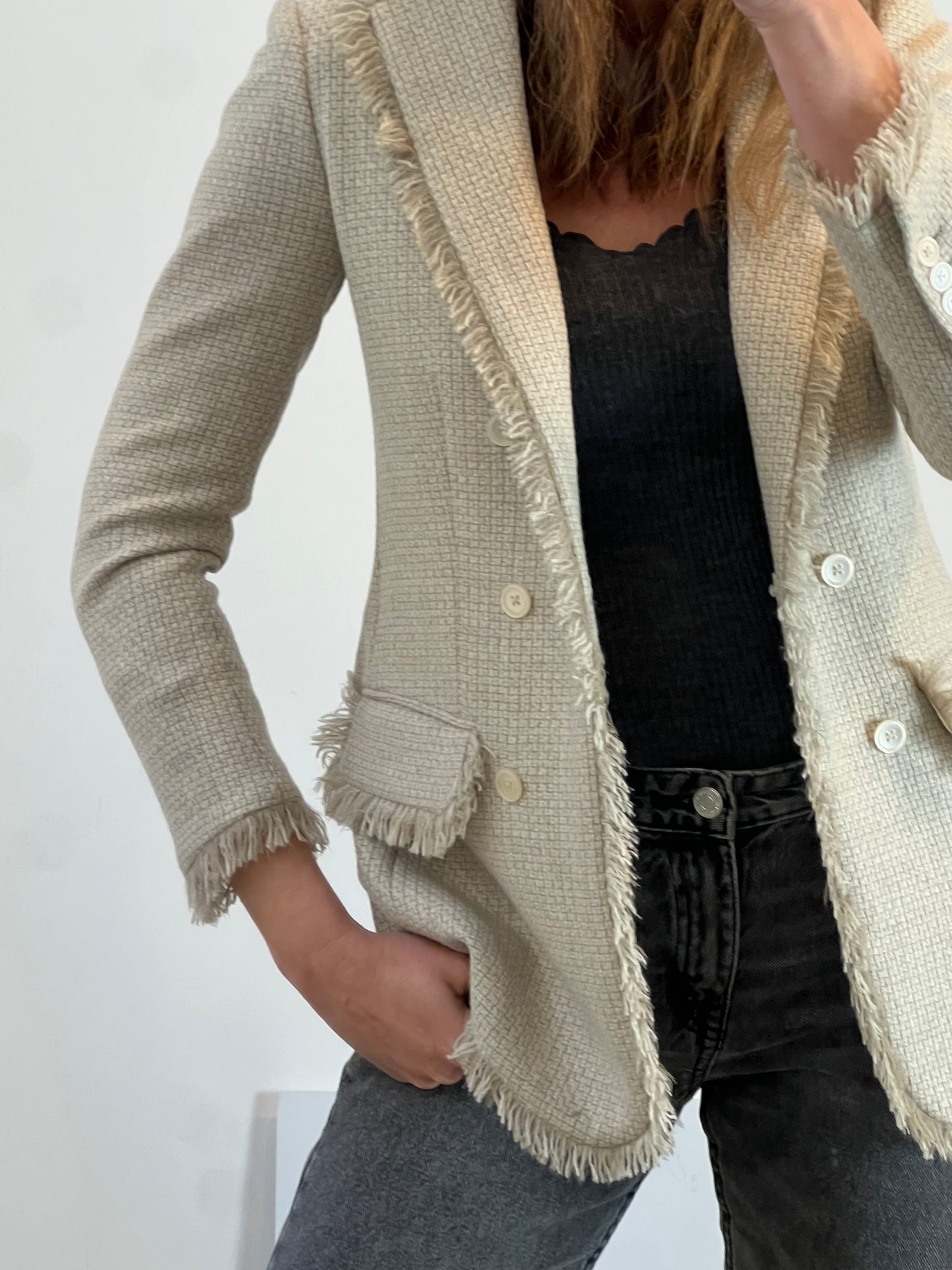 B CORNER. Blazer beige tweed . T M