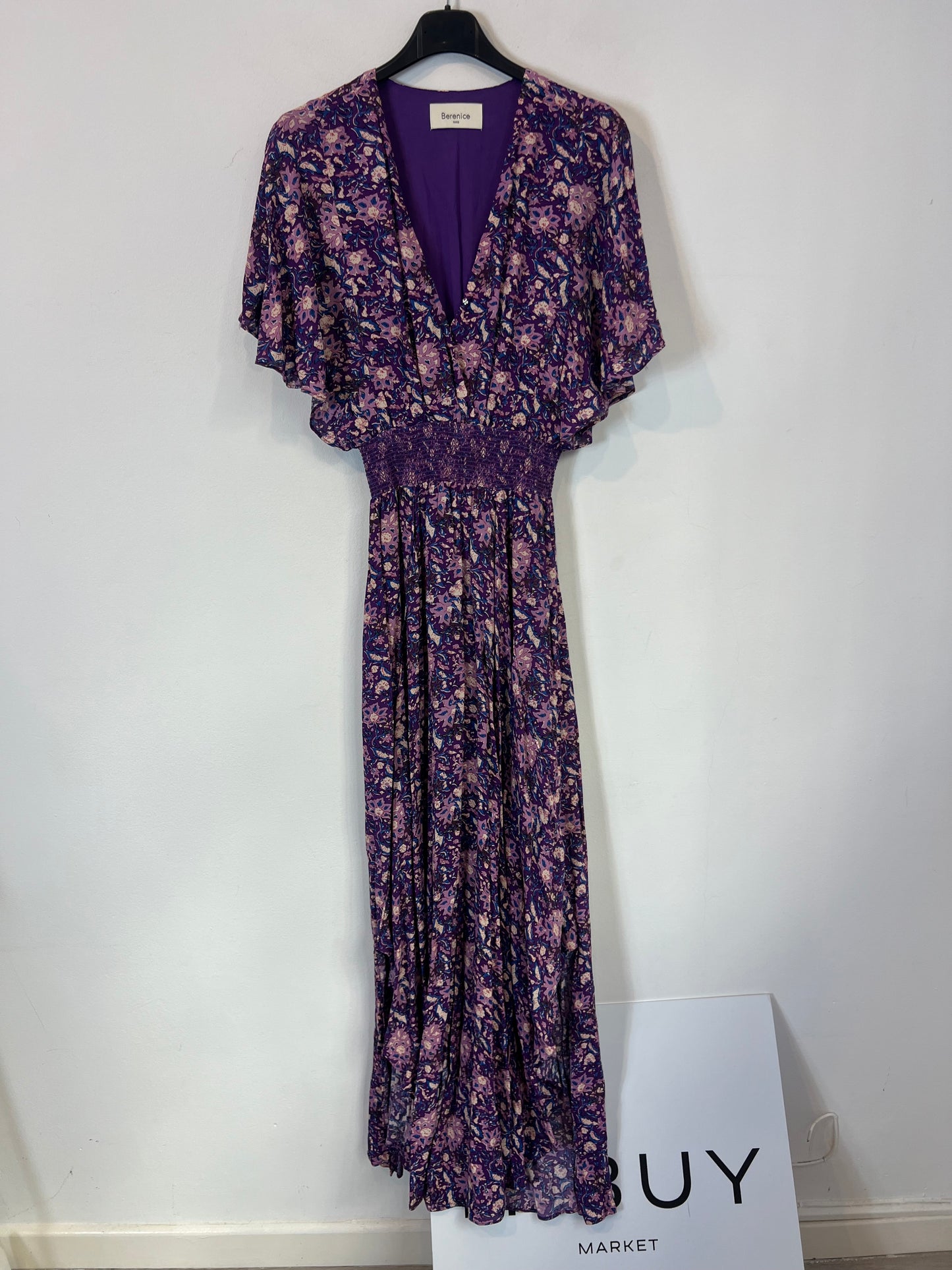BERENICE. Vestido largo estampado detalle cintura. T 34 (S)