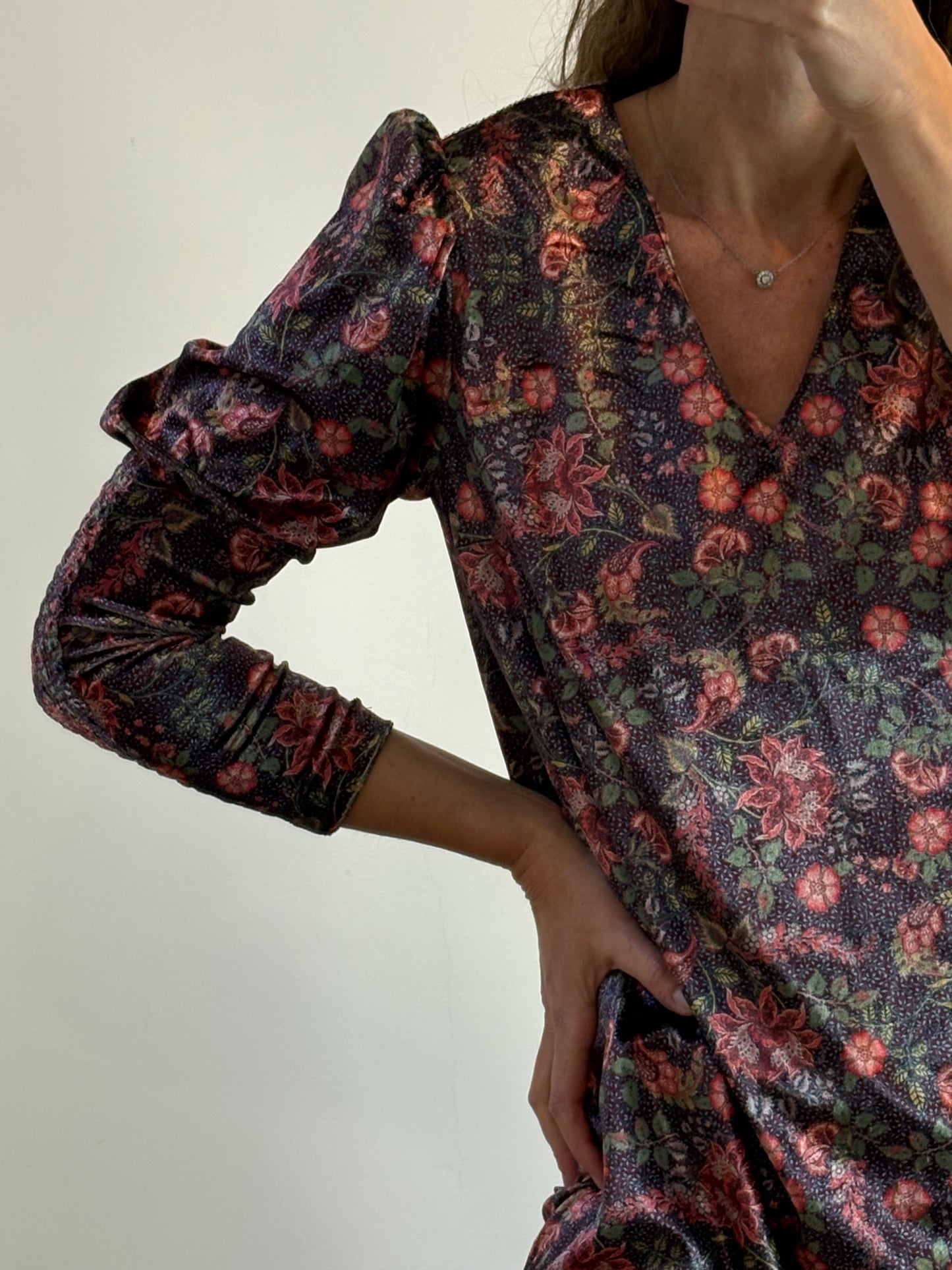 MAGNOLYA. Vestido largo estampado terciopelo