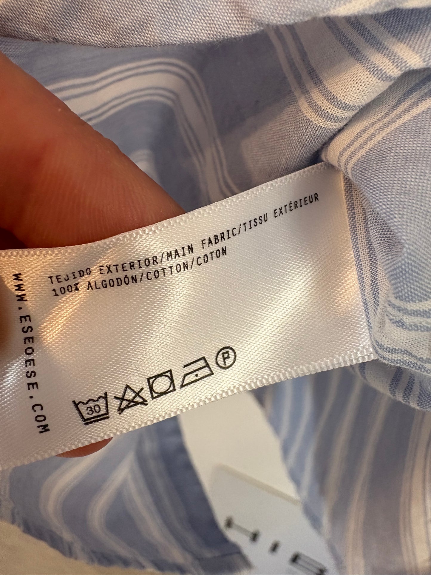 ESE O ESE. Camisa azul algodón rayas