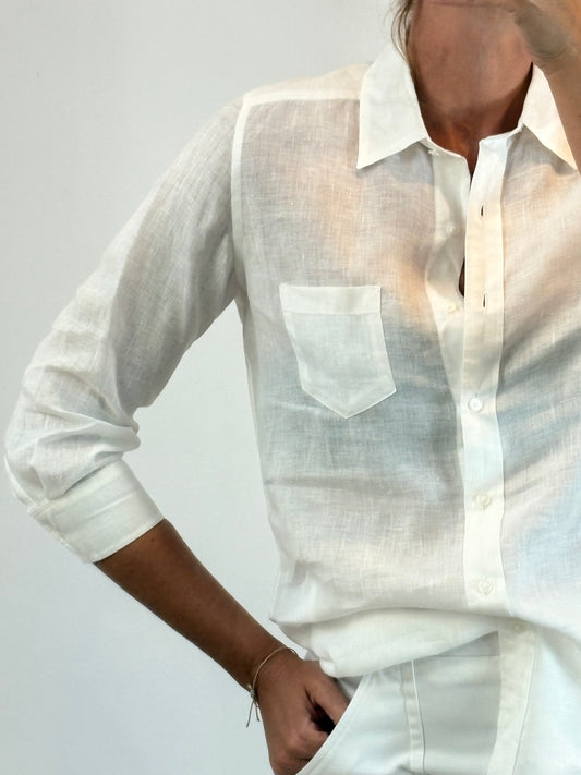 UNIQLO. Camisa blanca lino. T.M