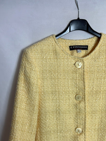 K-KOU MADRID. Abrigo amarillo tweed T.40