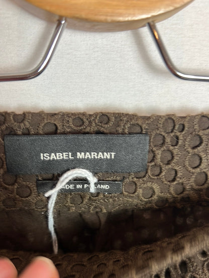 ISABEL MARANT. Falda marrón troquelada asimétrica. T 38