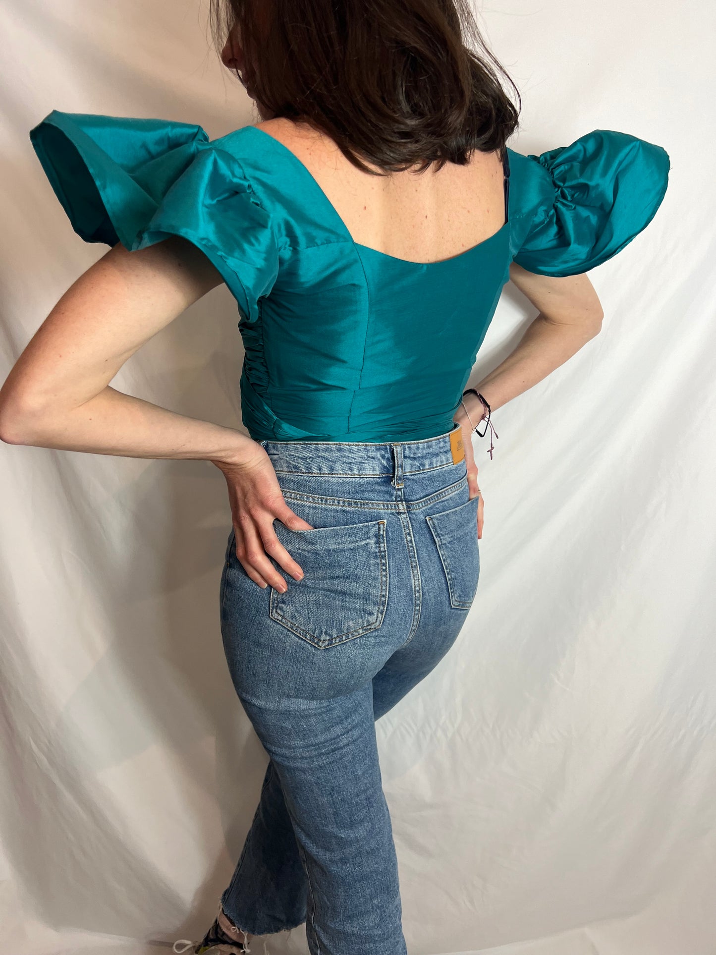 ANA BLARK. Top verde lazada T.m