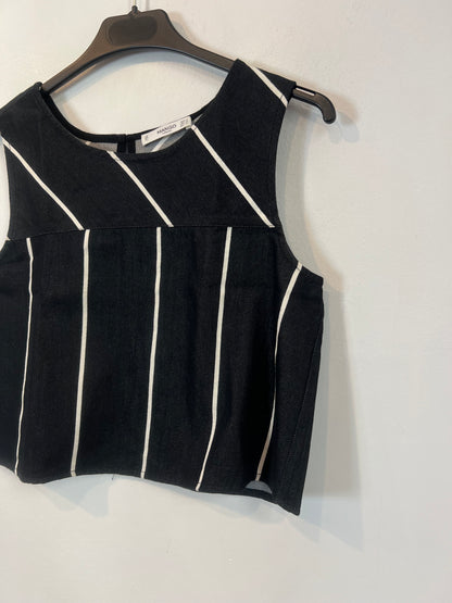 MANGO. Top negro rayas T.s