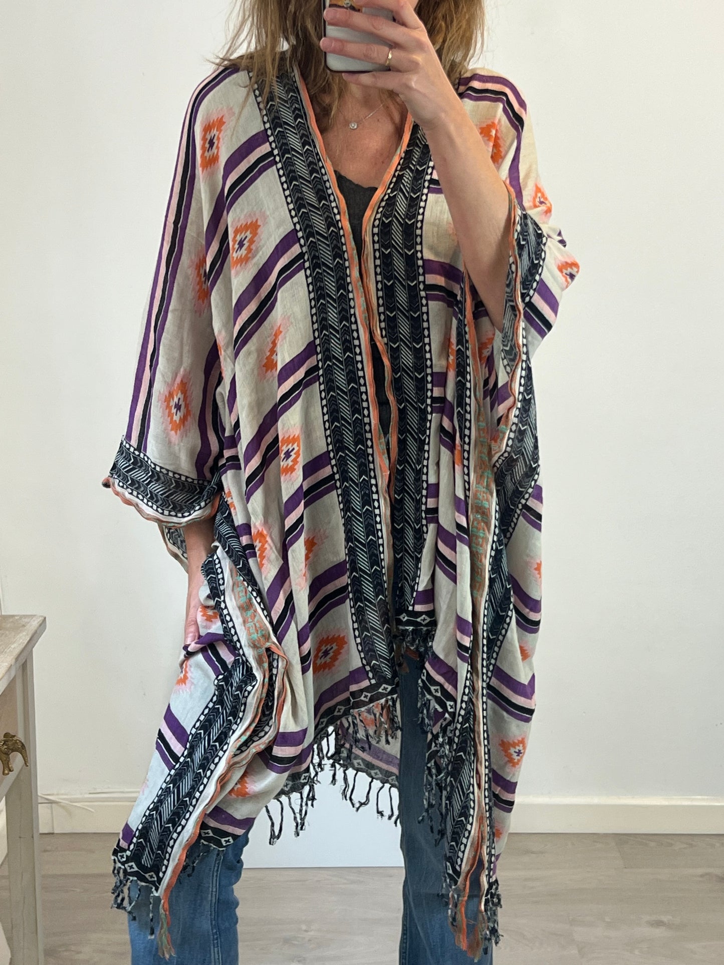 OTRAS. Kimono estampado étnico  TU(S/M)