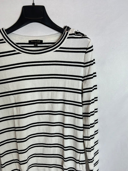 MASSIMO DUTTI. Jersey canalé rayas T.S
