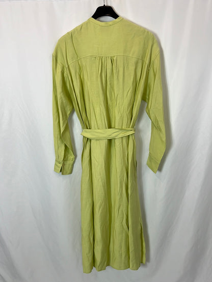 FORTE FORTE. Lime pleated midi dress. Size 36