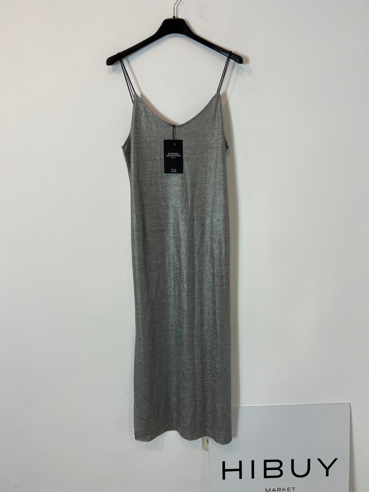 LEFTIES. Vestido midi elástico plateado. T S