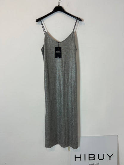 LEFTIES. Vestido midi elástico plateado. T S