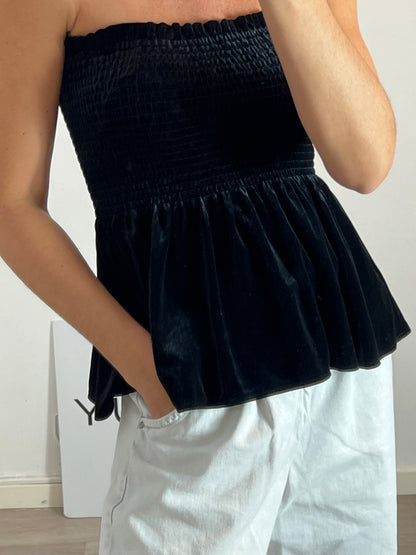 ZARA. Top/falda negra terciopelo. T S