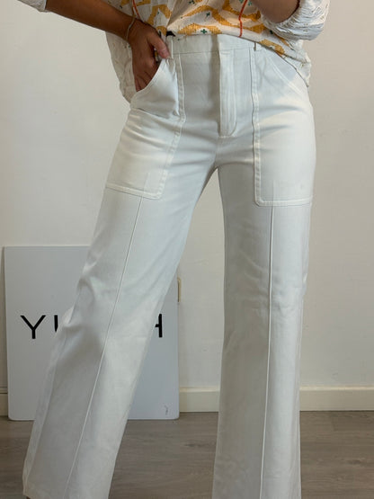 SANDRO. Wide-leg white denim. Size 38
