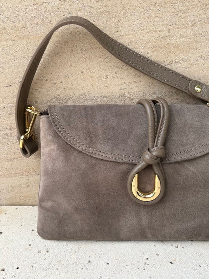 Bolso piel doble asa color topo