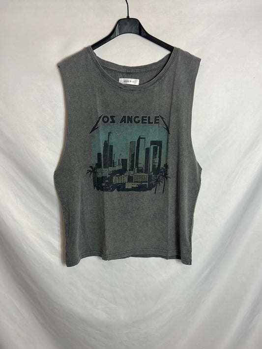 ANINE BING. Gray sleeveless t-shirt. TM/L