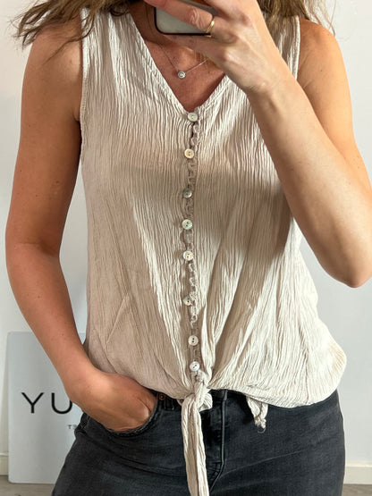 OTHERS. Textured beige top Tu(s/m)