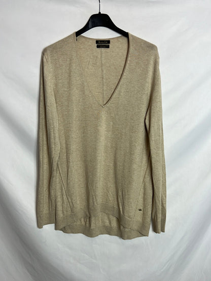 MASSIMO DUTTI. Fine beige cashmere sweater. TS/M