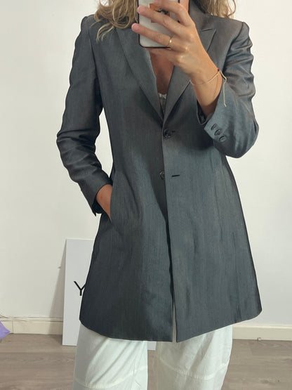 FÓRMULA JOVEN. Chaqueta larga gris textura. T 40( M)