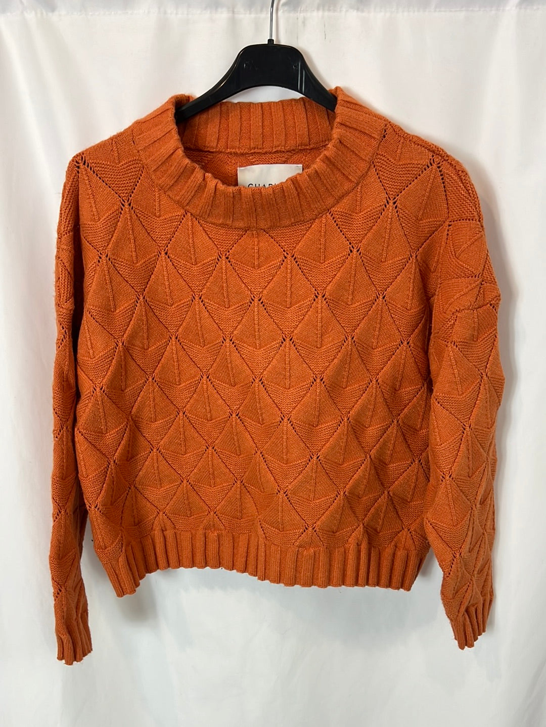 CHARLISE. Jersey naranja rombos T.s