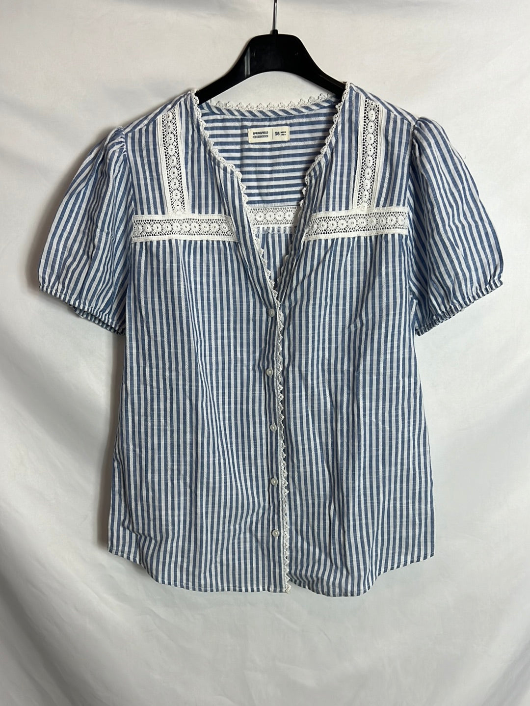 SPRINGFIELD. Short-sleeved striped blouse. Size 38