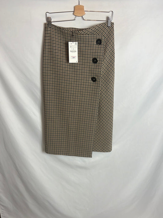 ZARA. Checked wrap midi skirt. TM