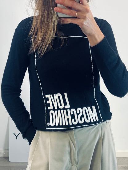 LOVE MOSCHINO. Jersey negro logo con lana. T S