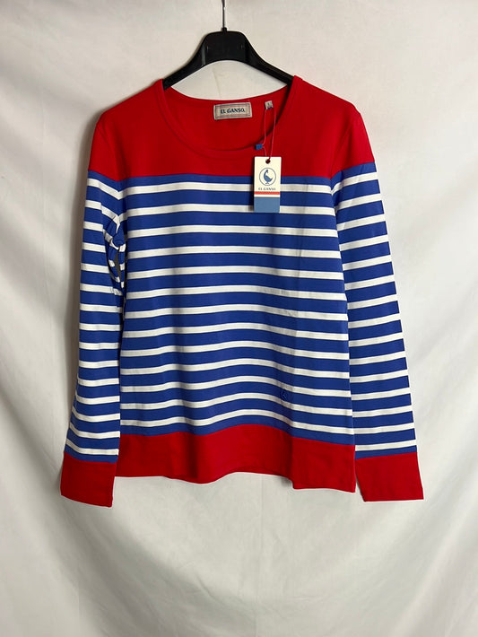 EL GANSO. Camiseta manga larga rayas elástica. T L