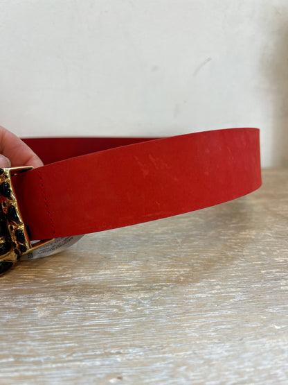 UTERQÜE. Cinturón rojo piel. T 75