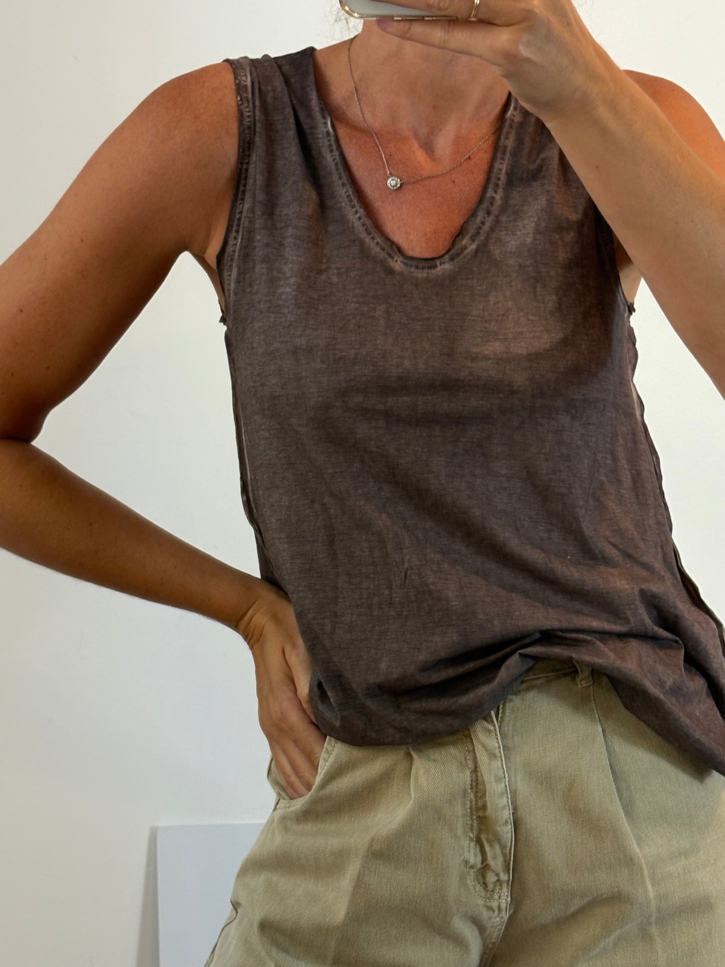 OTRAS. Camiseta marrón tie dye T.42(m)