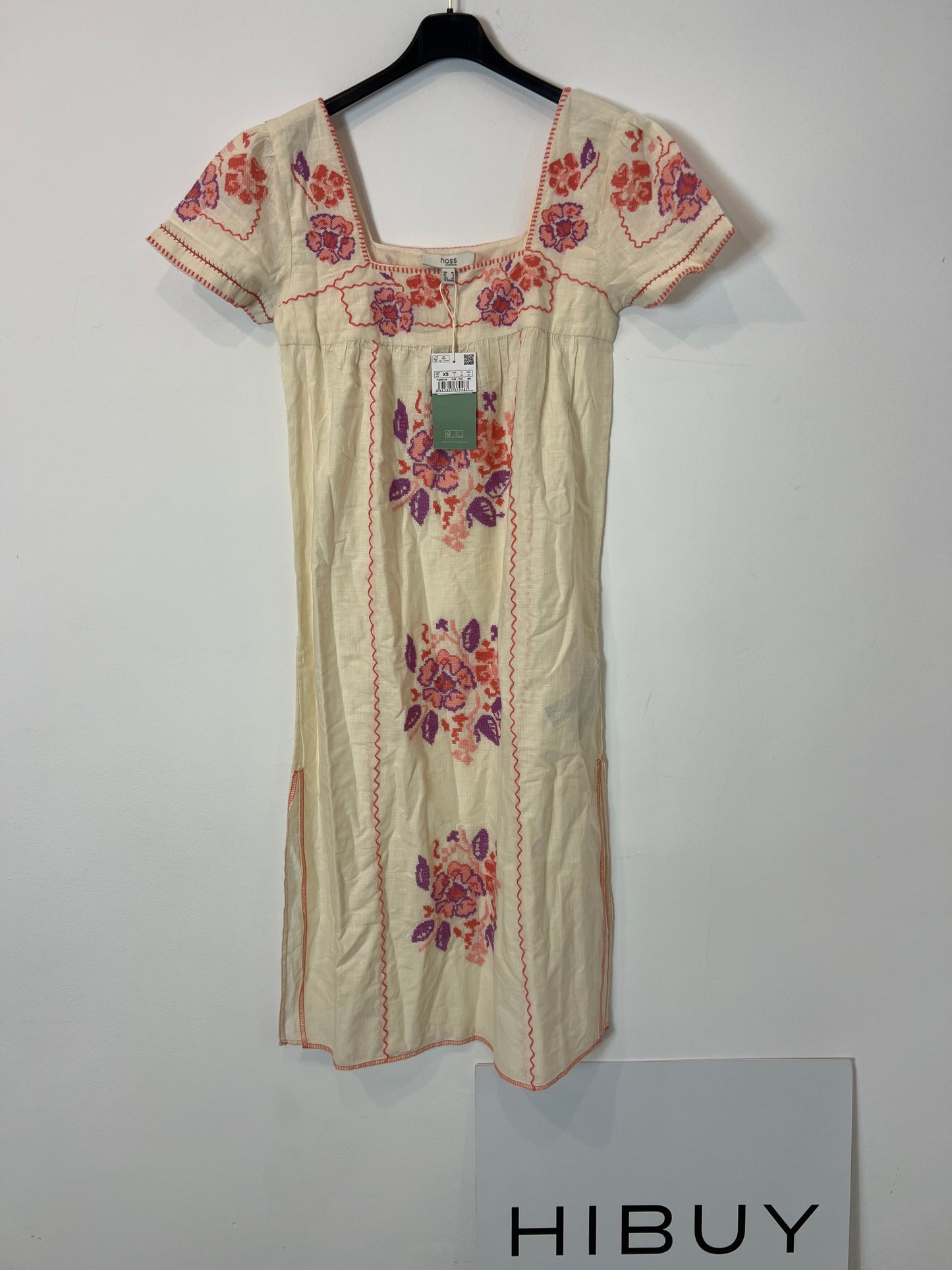 INTROPIA. Beige embroidered midi dress T.xs