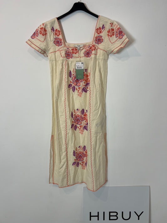 INTROPIA. Beige embroidered midi dress T.xs