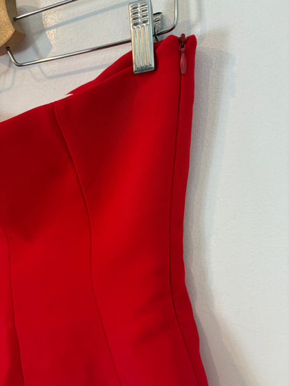 ZARA. top rojo palabra de honor T.s