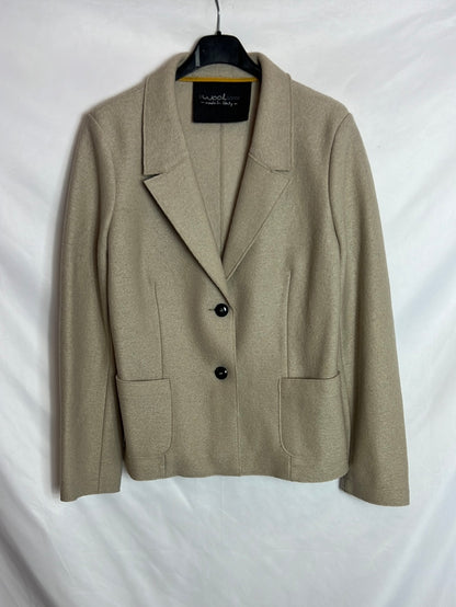 EWOOLUZIONE. Textured beige wool blazer. T 44 (L)