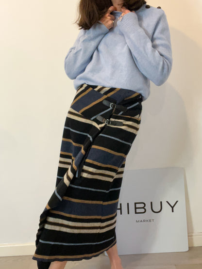 MI&CO. Falda midi rayas con lana