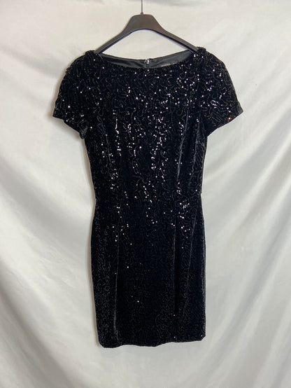 MANGO. Vestido terciopelo detalle lentejuelas T.S