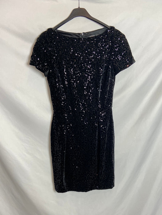 MANGO. Vestido terciopelo detalle lentejuelas T.S