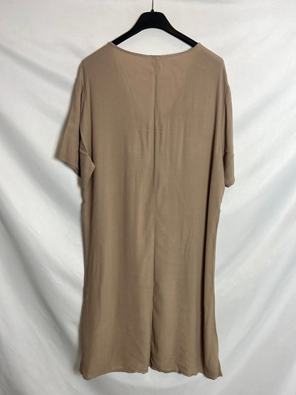 LAB. Vestido midi fluido marrón claro. T M