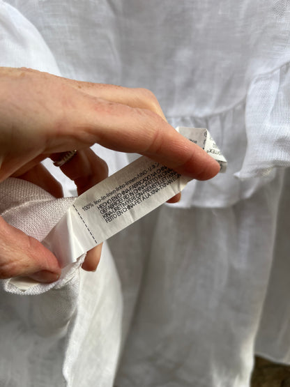 ZARA. Blusa blanca lino detalle capa