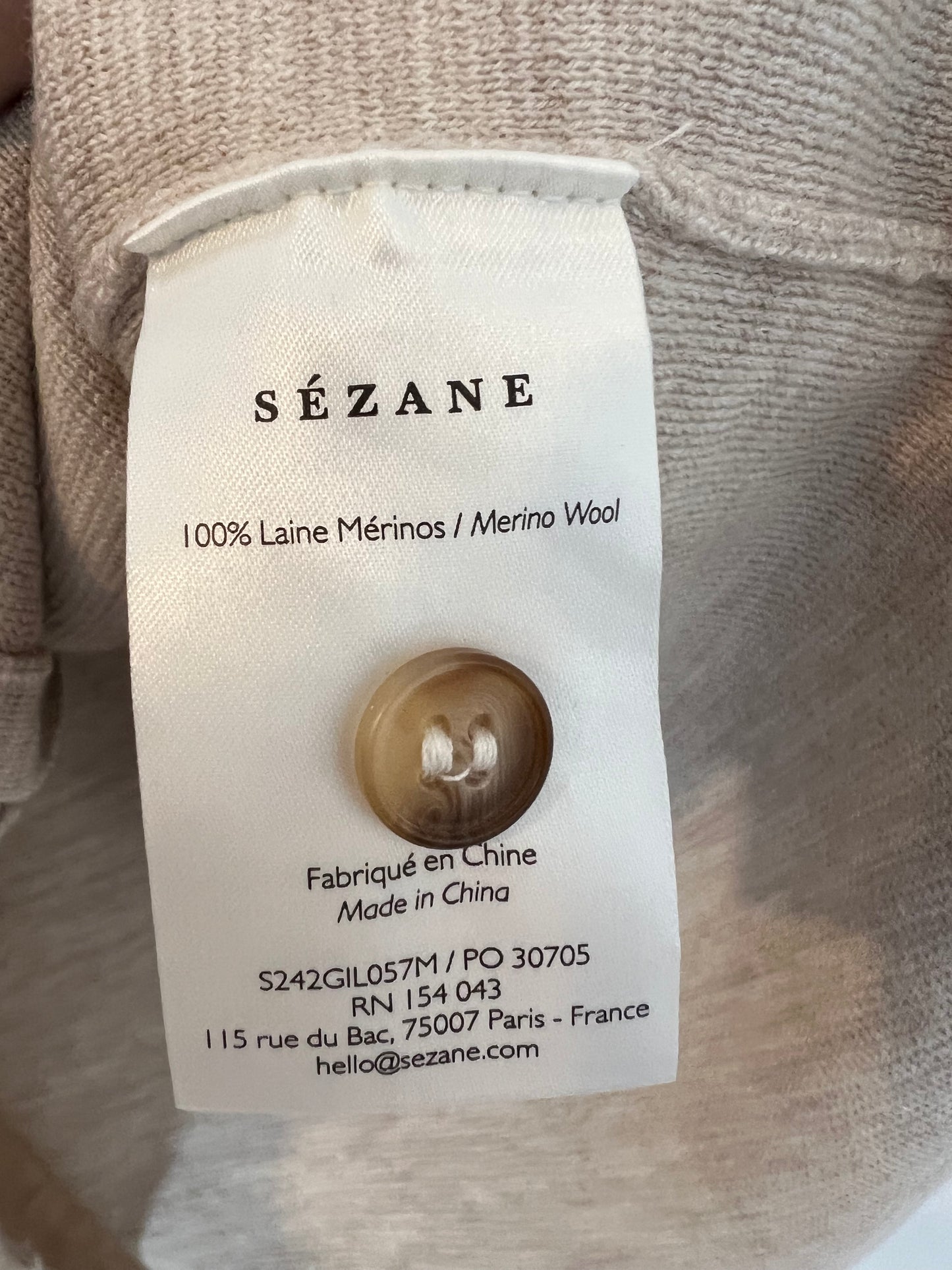 SEZANE. Chaqueta punto beige T.s