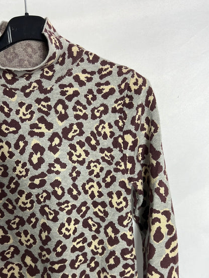ZARA. Short animal print knit dress. TS