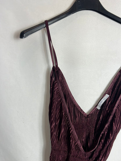 ZARA. Top cruzado plisado berenjena. T S