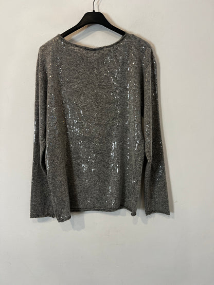 ZARA. conjunto gris lentejuelas con lana