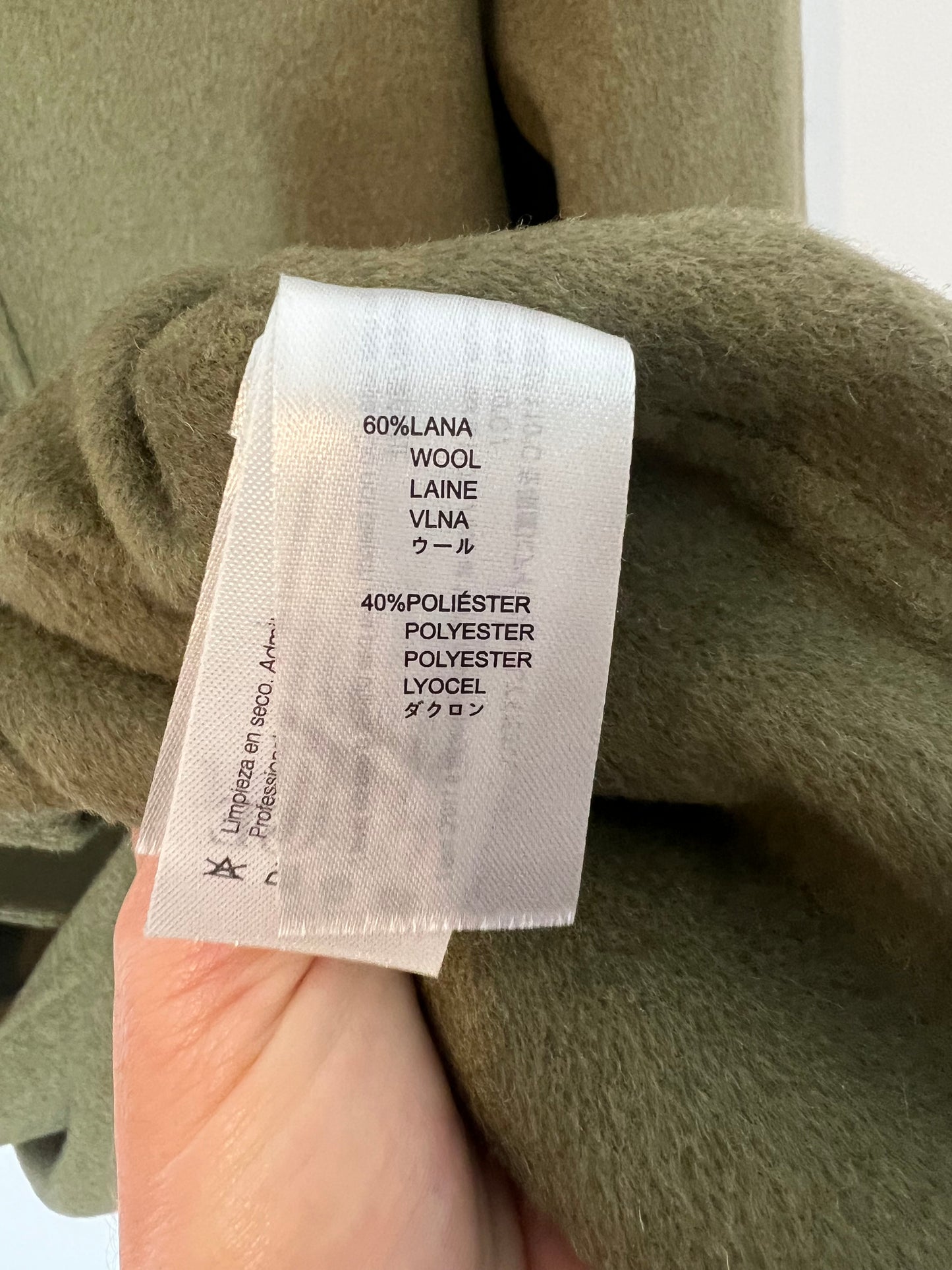 YERSE. Abrigo largo lana verde. T S