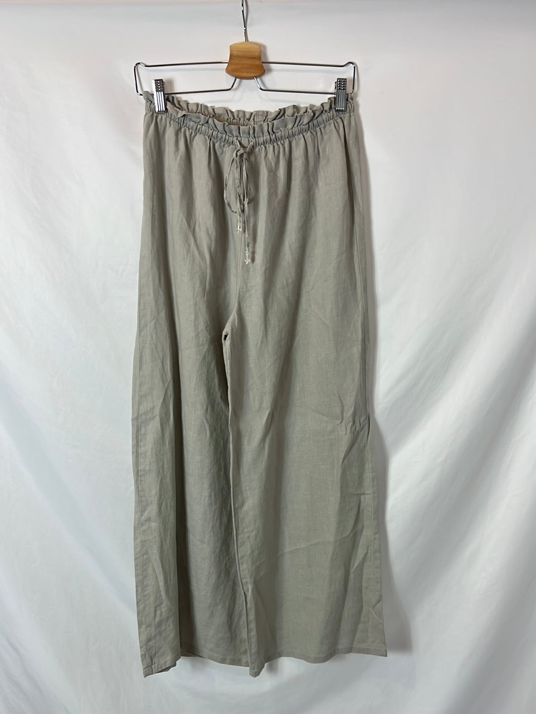 ZARA. Wide-leg grey linen trousers Ts