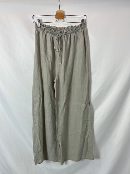 ZARA. Wide-leg grey linen trousers Ts