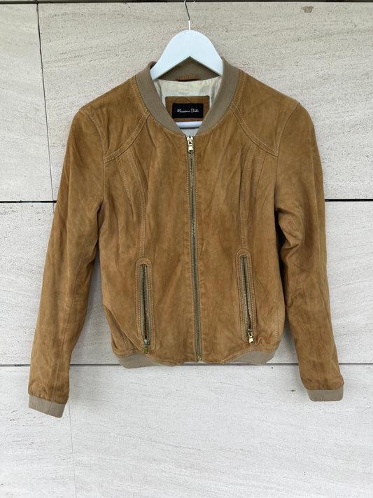 MASSIMO DUTTI. Chaqueta de piel vintage T.m (Tara)