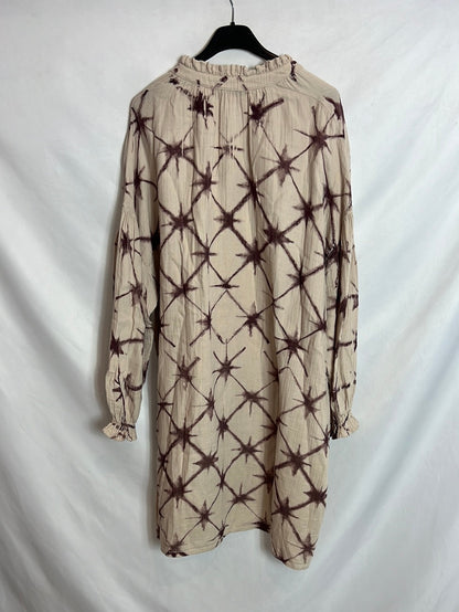 THE NEW SOCIETY. Printed beige dress. T.S.