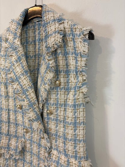 OTRAS. Chaleco tweed azul claro. T S/M