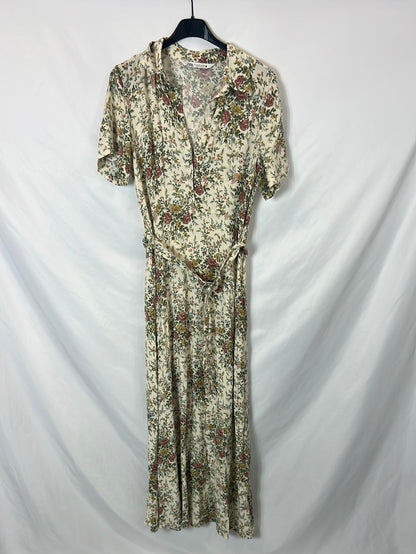 ZARA. Vestido largo beige T.m