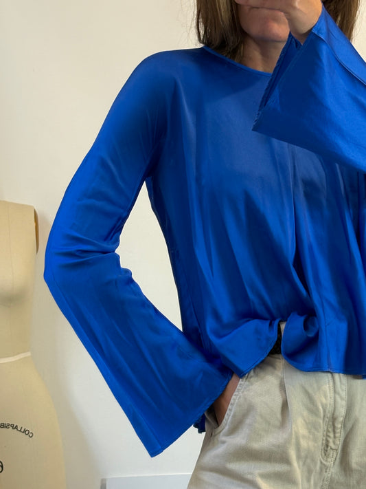 FORTE FORTE. Top seda azul fluido